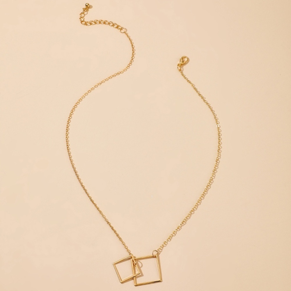 *GIANINA* Gold Simple Geometric Square Pendant Fashion Necklace - Picture 2 of 5